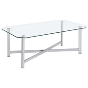 Cronin 2-piece Tempered Glass Top Coffee Table Set Chrome