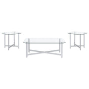 Cronin 3-piece Tempered Glass Top Coffee Table Set Chrome