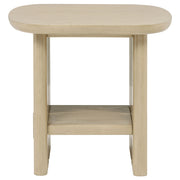 Kailani Coastal Square End Side Table with Shelf Beige Oak