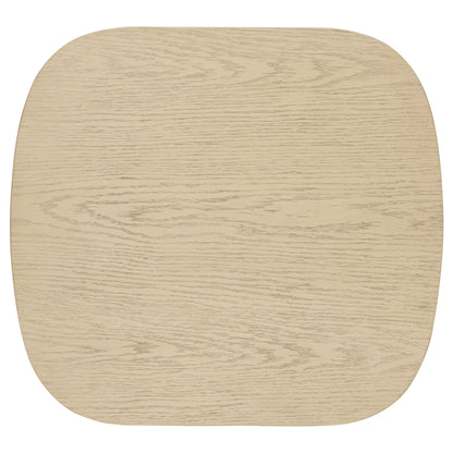 Kailani Coastal Square End Side Table with Shelf Beige Oak