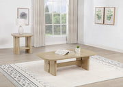 Kailani Coastal Coffee and End Table Set Beige Oak