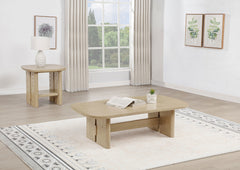 Kailani Coastal Coffee and End Table Set Beige Oak