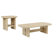 Kailani Coastal Coffee and End Table Set Beige Oak