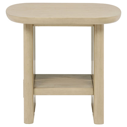 Kailani Coastal Coffee and End Table Set Beige Oak