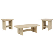 Kailani Coastal Coffee and End Table Set Beige Oak