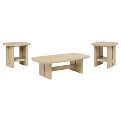 Kailani Coastal Coffee and End Table Set Beige Oak