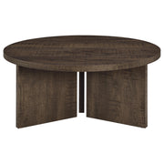 Aragon Round Panel Base Coffee Table Dark Rustic Mango