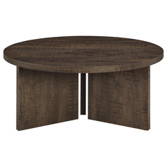 Aragon Round Panel Base Coffee Table Dark Rustic Mango
