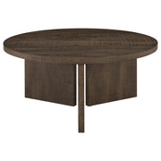 Aragon Round Panel Base Coffee Table Dark Rustic Mango