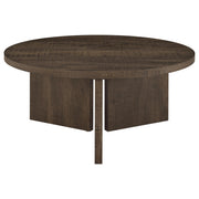 Aragon Round Panel Base Coffee Table Dark Rustic Mango