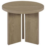 Aragon Round Panel Base End Table Latte