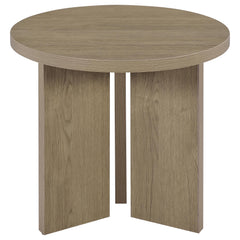Aragon Round Panel Base End Table Latte