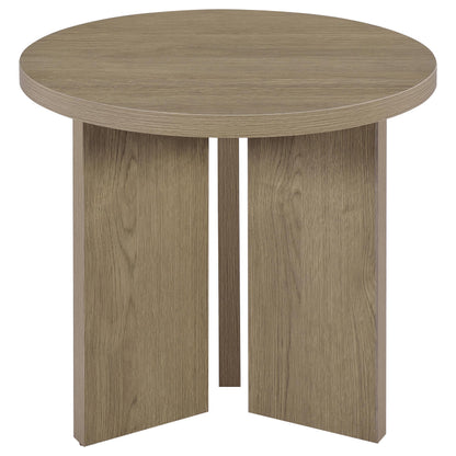 Aragon Round Panel Base End Table Latte