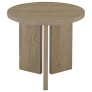 Aragon Round Panel Base End Table Latte