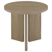 Aragon Round Panel Base End Table Latte
