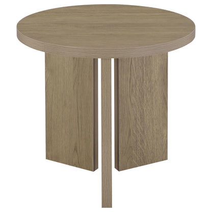 Aragon Round Panel Base End Table Latte