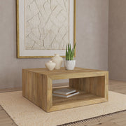 Mesa de centro cuadrada Benton de madera maciza de mango natural