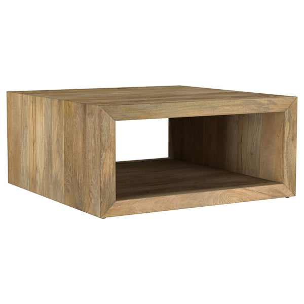 Mesa de centro cuadrada Benton de madera maciza de mango natural