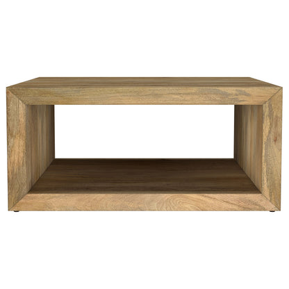 Mesa de centro cuadrada Benton de madera maciza de mango natural