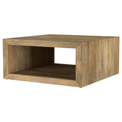 Mesa de centro cuadrada Benton de madera maciza de mango natural