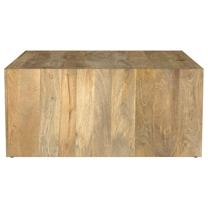 Mesa de centro cuadrada Benton de madera maciza de mango natural