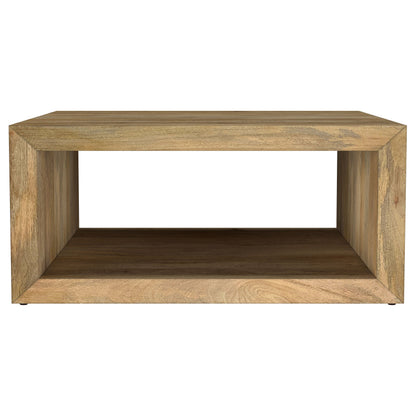 Mesa de centro cuadrada Benton de madera maciza de mango natural