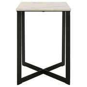Tobin Square Marble Top End Table White and Black
