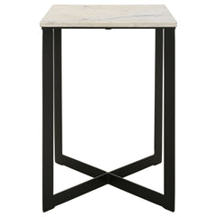Tobin Square Marble Top End Table White and Black