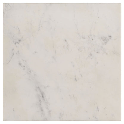 Mesa auxiliar cuadrada Tobin con tapa de mármol, blanca y negra