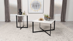 Tobin 2-piece Marble Top Coffee and End Table Set White