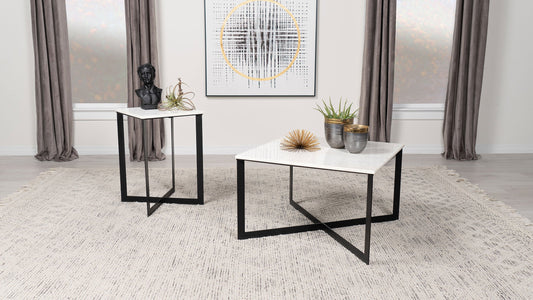 Tobin Marble Top Coffee and End Table Set White