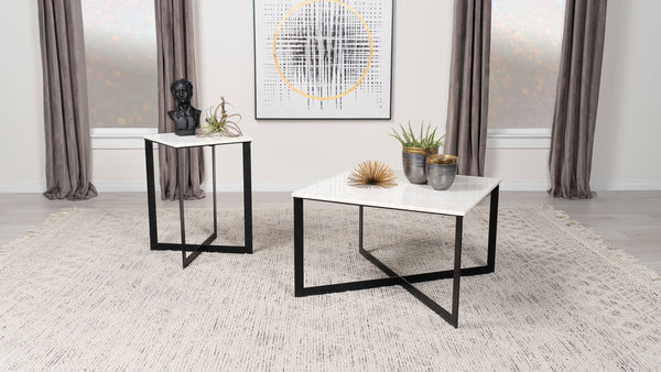 Tobin Marble Top Coffee and End Table Set White