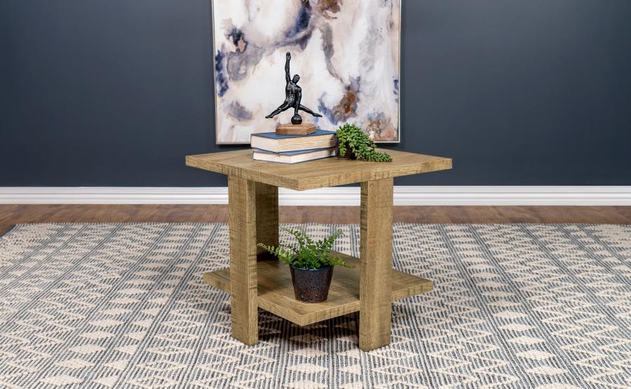 Dawn Square Engineered Wood End Table With Shelf