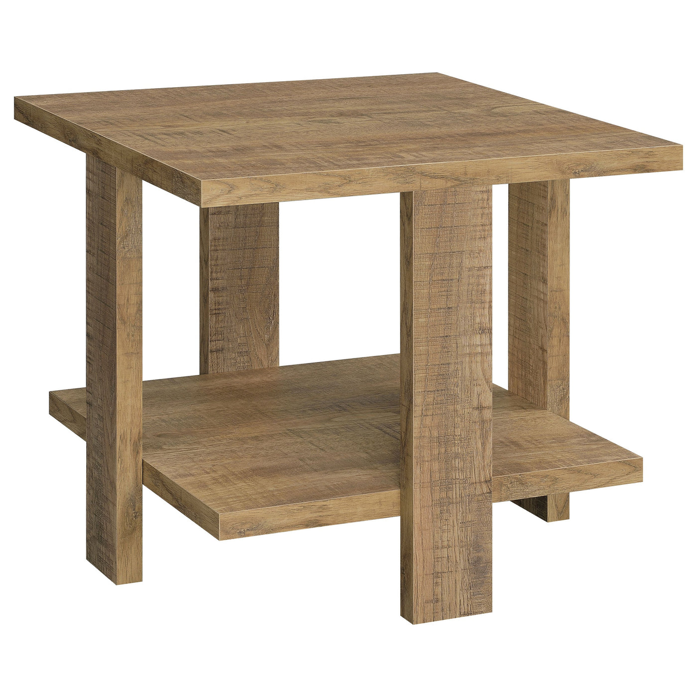 Mesa auxiliar de madera de ingeniería Dawn Square color marrón mango