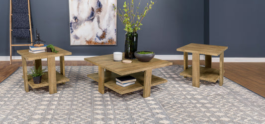 Dawn  Round Coffee and End Table Set Mango Brown