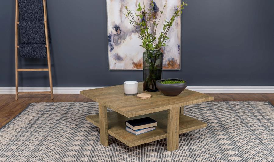 Dawn Square Engineered Wood Coffee Table With Shelf