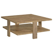 Mesa de centro cuadrada de madera de ingeniería Dawn en color marrón mango
