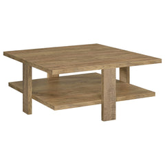 Mesa de centro cuadrada de madera de ingeniería Dawn en color marrón mango