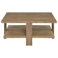 Mesa de centro cuadrada de madera de ingeniería Dawn en color marrón mango