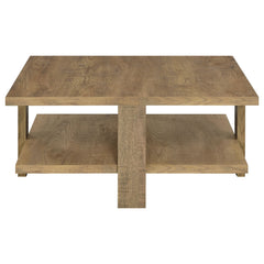 Mesa de centro cuadrada de madera de ingeniería Dawn en color marrón mango