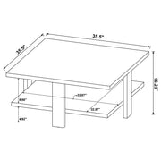 Mesa de centro cuadrada de madera de ingeniería Dawn en color marrón mango