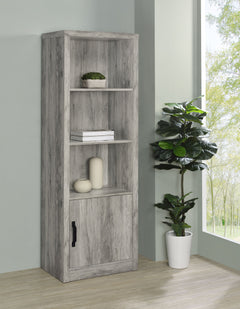 Torre multimedia Burke de 3 estantes de madera de ingeniería, color gris Driftwood