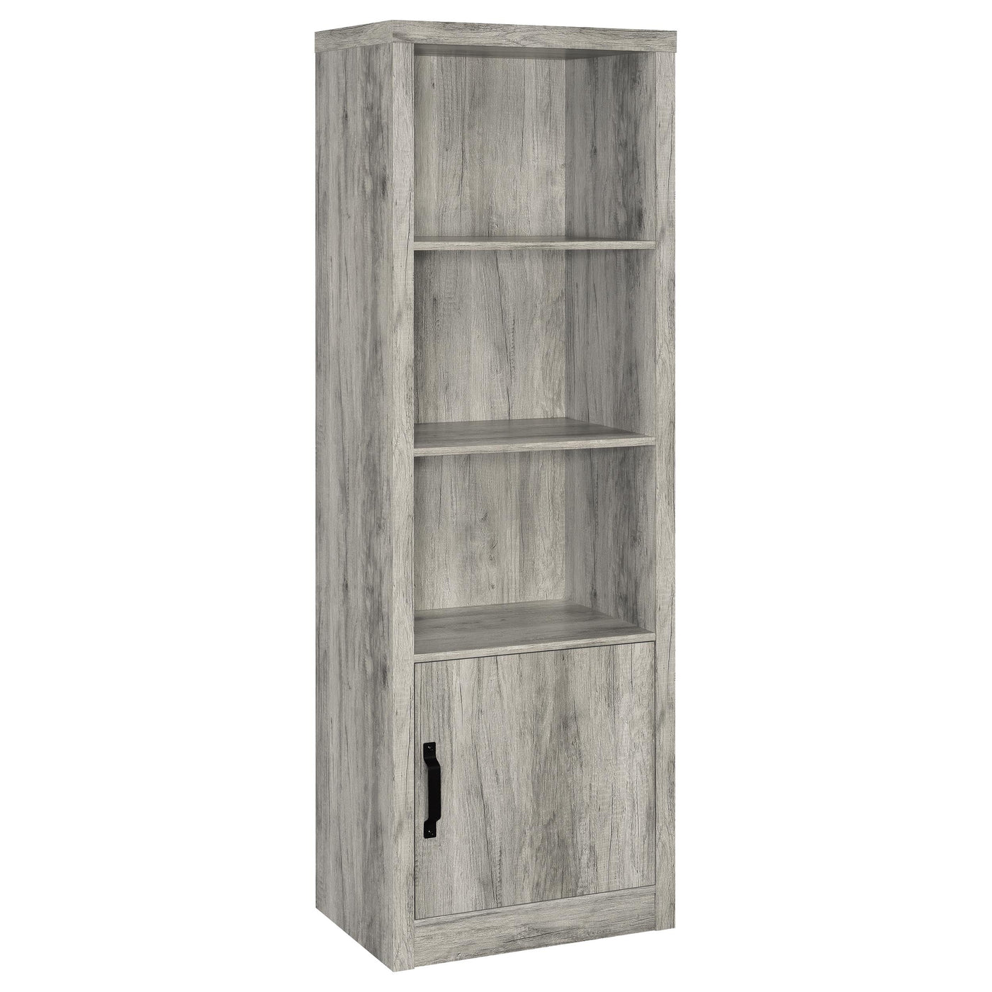 Torre multimedia Burke de 3 estantes de madera de ingeniería, color gris Driftwood