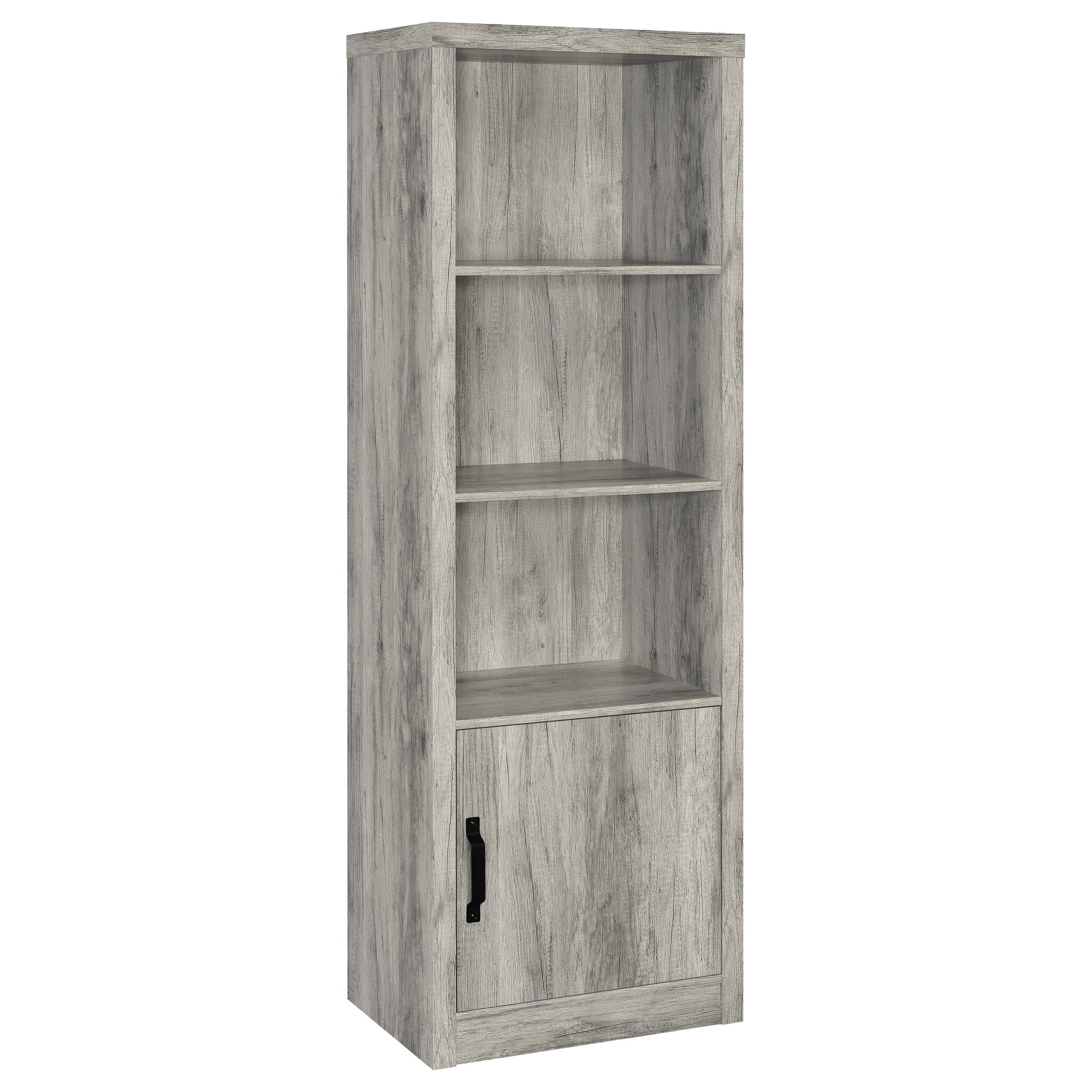 Torre multimedia Burke de 3 estantes de madera de ingeniería, color gris Driftwood