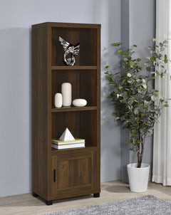 Torre multimedia Sachin de 3 estantes de madera de ingeniería, pino oscuro