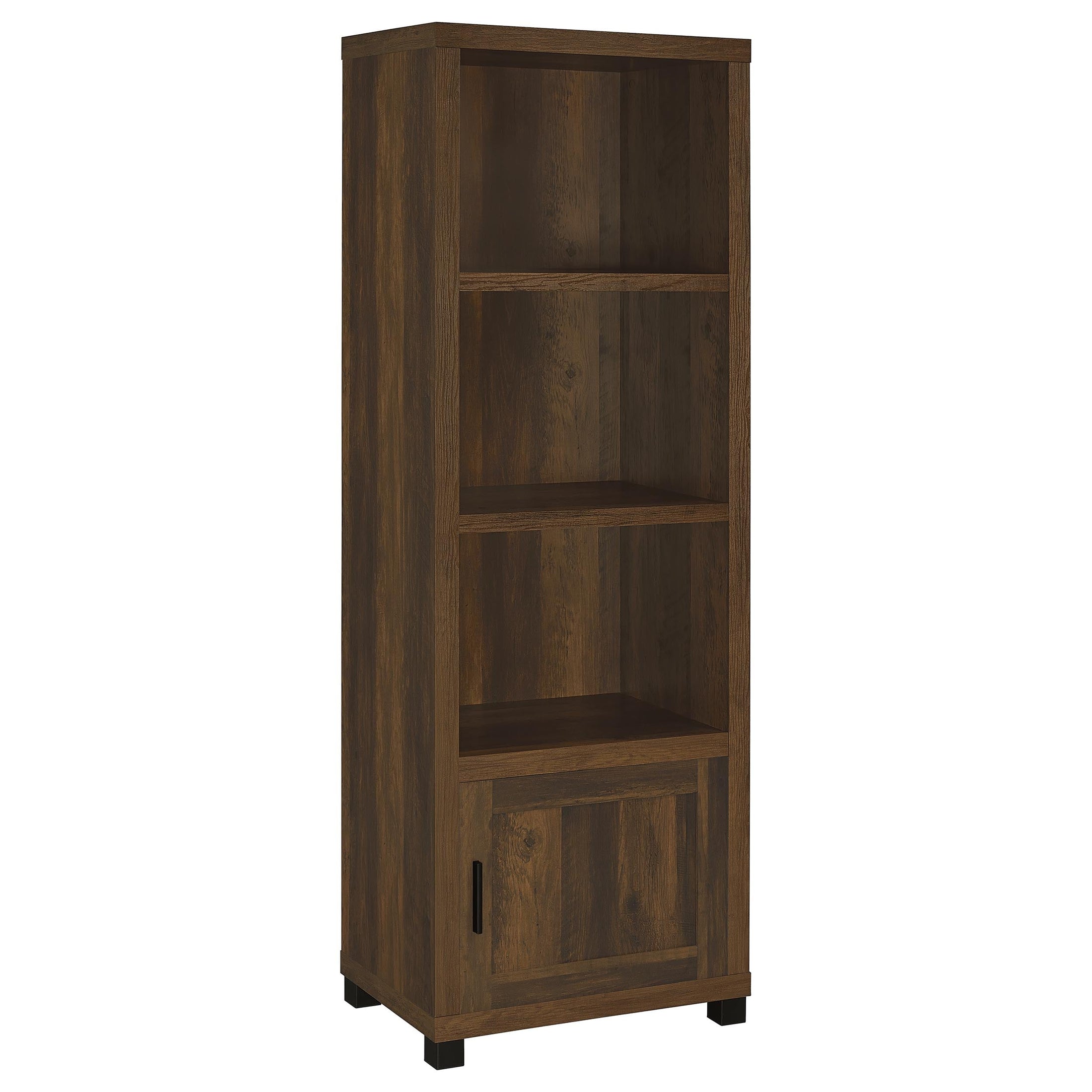 Torre multimedia Sachin de 3 estantes de madera de ingeniería, pino oscuro