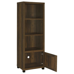 Torre multimedia Sachin de 3 estantes de madera de ingeniería, pino oscuro
