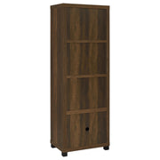 Torre multimedia Sachin de 3 estantes de madera de ingeniería, pino oscuro