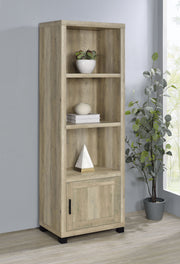 Torre multimedia Sachin de 3 estantes de madera de ingeniería, pino oscuro