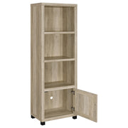 Torre multimedia Sachin de 3 estantes de madera de ingeniería, pino oscuro